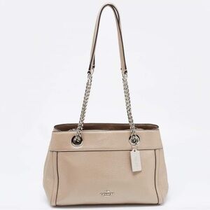 Coach Metallic Beige Leather Mini Brooke Carryall Chain Satchel
